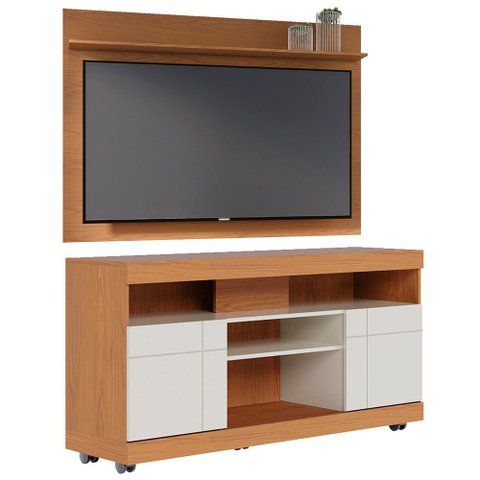 Rack para Sala com Painel para Tv 55 Pol Raya C04 Freijó Off White - Lyam Decor