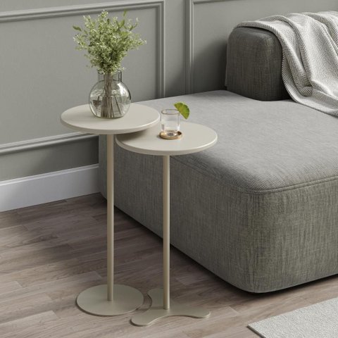 Kit 2 Mesas Laterais Decorativas Orb Off White com Champanhe