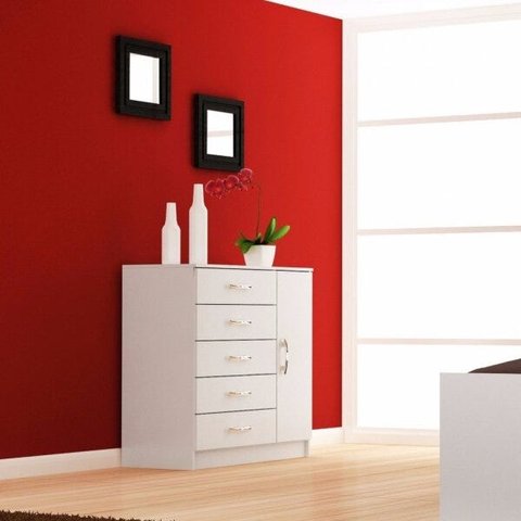 Cômoda Sapateira 1 Porta 5 Gavetas Zurique Evidência Móveis