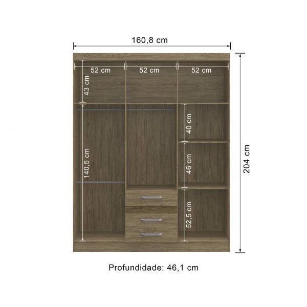 Guarda Roupa Opala 6 Portas 3 Gavetas Decibal Móveis Madeiramadeira