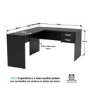 Ver imagem 3 de Conjunto Escrivaninha Mesa de Canto em L Ilha 4 Lugares Office Preto