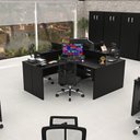 Ver imagem 6 de Conjunto Escrivaninha Mesa de Canto em L Ilha 4 Lugares Office Preto