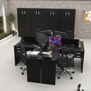 Ver imagem 4 de Conjunto Escrivaninha Mesa de Canto em L Ilha 4 Lugares Office Preto 