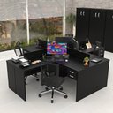 Ver imagem 2 de Conjunto Escrivaninha Mesa de Canto em L Ilha 4 Lugares Office Preto