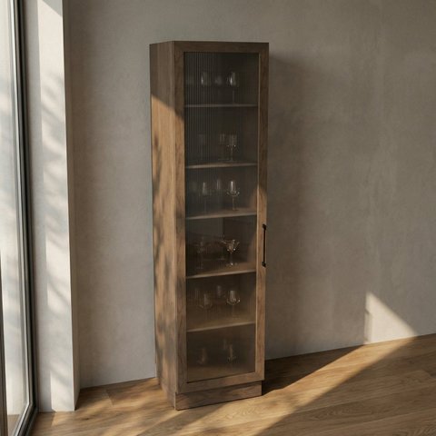 Cristaleira 60cm 1 Porta com Vidro Canelado Cozinha Lisboa