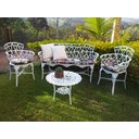 Ver imagem 1 de Conjunto Viena (01 Mesinha + 02 Poltronas + 01 Banco Namoradeira 3 Lugares) Alumínio Fundido Jardim