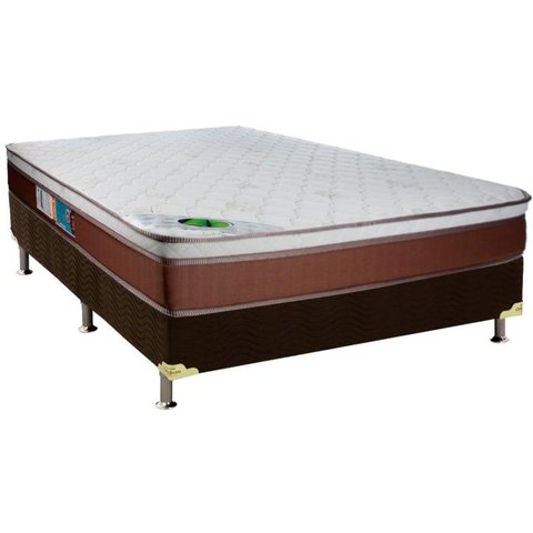 Cama Box Casal: Colchão Molas Ensacadas Luckspuma MasterPocket Caribe + Base CRC Suede Brown(138x188