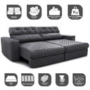 Ver imagem 3 de Sofá Retrátil e Reclinável 2,35m Molas Ensacadas Cama inBox Style Thermo Gel Linho Cinza Escuro