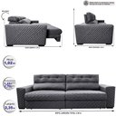 Ver imagem 2 de Sofá Retrátil e Reclinável 2,35m Molas Ensacadas Cama inBox Style Thermo Gel Linho Cinza Escuro