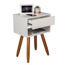 Ver imagem 1 de Mesa De Cabeceira Retro OFF WHITE 30cm Pé Palito CASTANHO ENVIO MONTADA