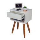 Ver imagem 4 de Mesa De Cabeceira Retro OFF WHITE 30cm Pé Palito CASTANHO ENVIO MONTADA
