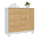 Ver imagem 2 de Cômoda Infantil 95cm 1 Porta e 4 Gavetas Dengo Multimóveis Mp4439 Branco/madeirado Branco/