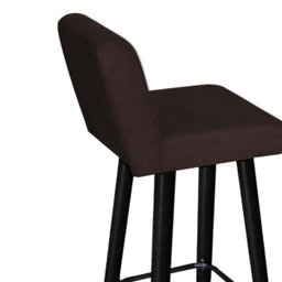 Banqueta Lara Encosto com Botão para Balcão e Cozinha Bistrô Tecido Sintético Marrom com Pés - 3