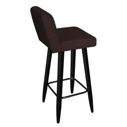 Banqueta Lara Encosto com Botão para Balcão e Cozinha Bistrô Tecido Sintético Marrom com Pés - 2