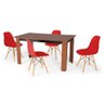 Conjunto Mesa de Jantar Retangular Pérola Cherry 150x80cm com 4 Cadeiras Eames Eiffel - Vermelho - 1