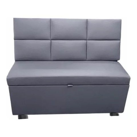 Conjunto Canto Alemão Baú Encosto Ripado Suede 120x45cm:cinza