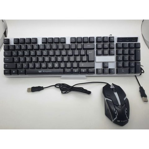 Kit Teclado e Mouser Gamer Kinginfor Kb04 Black White
