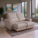 Ver imagem 1 de Sofá 2 Lugares 2,00m Retrátil e Reclinável Milano Bom Pastor Veludo Luxo Bege