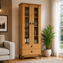 Ver imagem 1 de Cristaleira 70cm 2 Portas de Vidro 2 Gavetas CR322 Naturalle - Decibal