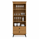 Ver imagem 3 de Cristaleira 70cm 2 Portas de Vidro 2 Gavetas CR322 Naturalle - Decibal