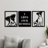Conjunto 3 Quadros Vazados em MDF Jack Russel com Moldura - 1