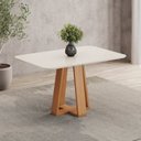 Ver imagem 1 de Mesa de Jantar 4 Lugares 120cm Tampo MDF e Vidro Canto Arredondado Lisa
