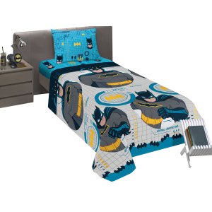 Jogo de Cama Infantil Lepper Batman Solteiro 3 Peças Microfibra Cinza