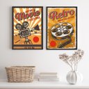 Ver imagem 2 de Kit 2 Quadros Sala de Cinema Retrô 24x18cm - com Vidro:madeira Branca