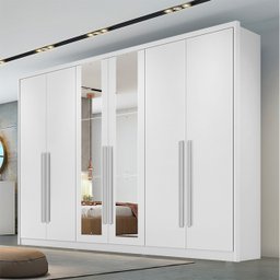 Guarda Roupa Casal com Espelho 6 Portas e 8 Gavetas Robust Plus Novo Horizonte Branco - 3