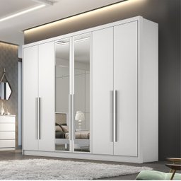 Guarda Roupa Casal com Espelho 6 Portas e 8 Gavetas Robust Plus Novo Horizonte Branco - 5