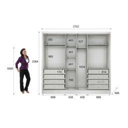 Guarda Roupa Casal com Espelho 6 Portas e 8 Gavetas Robust Plus Novo Horizonte Branco - 6