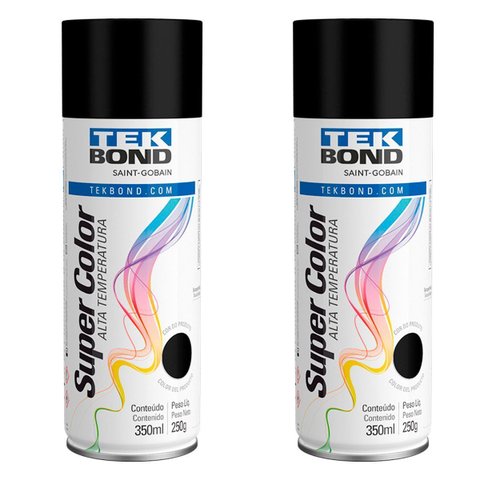 Kit 2 Tinta Spray Preto Fosco Alta Temperatura 350ml