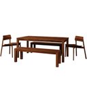 Ver imagem 2 de Mesa de Jantar 6 Lugares 180cm com 02 Bancos de Madeira e 02 Cadeiras Dunia F06 Rústico Escuro - Lya