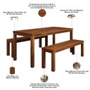 Ver imagem 5 de Mesa de Jantar 6 Lugares 180cm com 02 Bancos de Madeira e 02 Cadeiras Dunia F06 Rústico Escuro - Lya