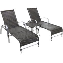2 Espreguiçadeiras Garden e Mesa em Alumínio para Piscina - Pedra Ferro - 1