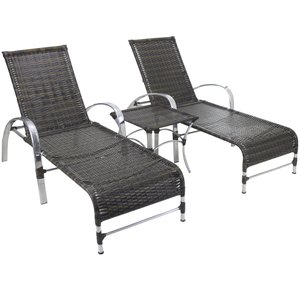 2 Espreguiçadeiras Garden e Mesa em Alumínio para Piscina - Pedra Ferro