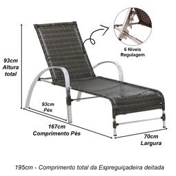 2 Espreguiçadeiras Garden e Mesa em Alumínio para Piscina - Pedra Ferro - 4