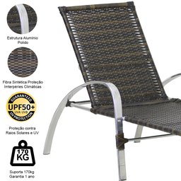2 Espreguiçadeiras Garden e Mesa em Alumínio para Piscina - Pedra Ferro - 3