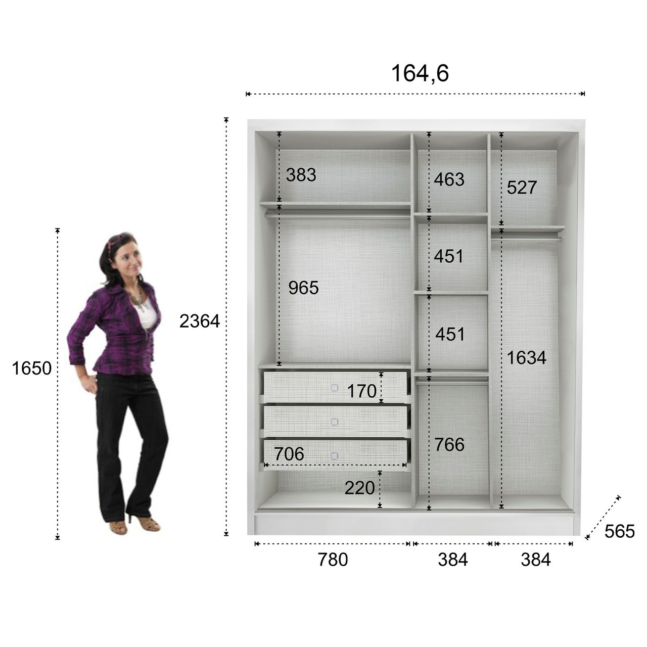 Guarda Roupa Solteiro com 04 Portas e 03 Gavetas Moderni Plus Novo Horizonte Branco - 5