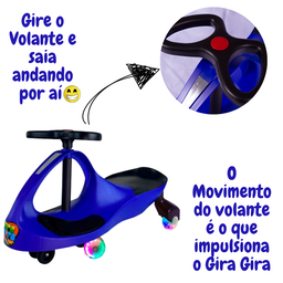 Brinquedo Gira Gira Car Fênix com Luzes Nas Rodas – Carro Giratório Infantil Azul - 8
