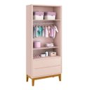 Ver imagem 2 de Guarda-roupa Retrô Square 2 Portas com Pés em Madeira - Rosa