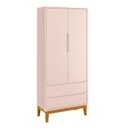 Ver imagem 1 de Guarda-roupa Retrô Square 2 Portas com Pés em Madeira - Rosa