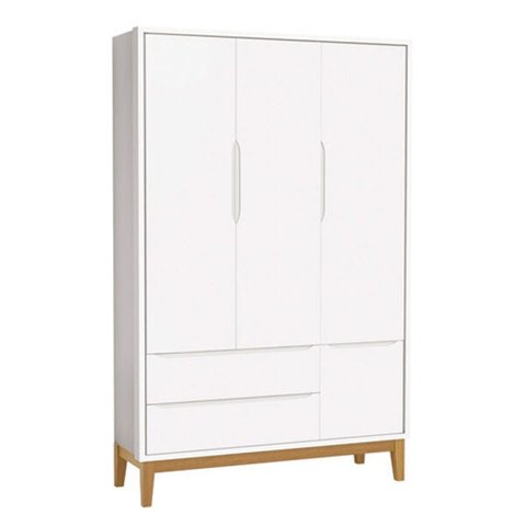 Guarda-roupa Retrô Square 3 Portas - Branco Fosco
