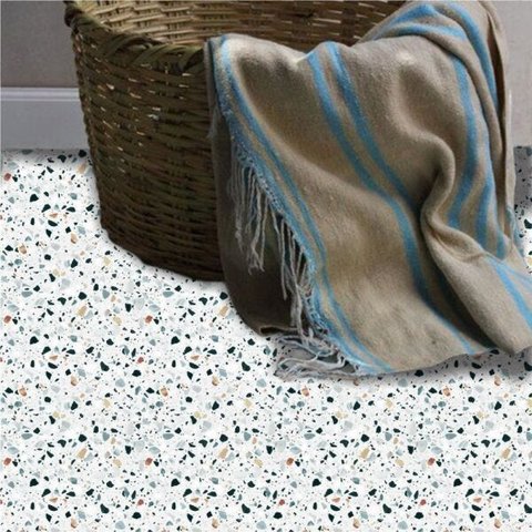Adesivo piso granilito Terrazzo verde vinil lavavel antiderrapante