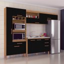 Ver imagem 1 de Cozinha Completa Compacta 278x212 Cm 7 Portas 4 Gavetas Nápoles Mdp Canelato Preto Fosco - Clicklar