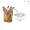 Ver imagem 2 de Porta Caneta Lápis Aramado Redondo Dourado 10cm