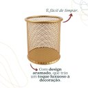 Ver imagem 4 de Porta Caneta Lápis Aramado Redondo Dourado 10cm