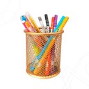 Ver imagem 1 de Porta Caneta Lápis Aramado Redondo Dourado 10cm