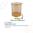 Ver imagem 3 de Porta Caneta Lápis Aramado Redondo Dourado 10cm