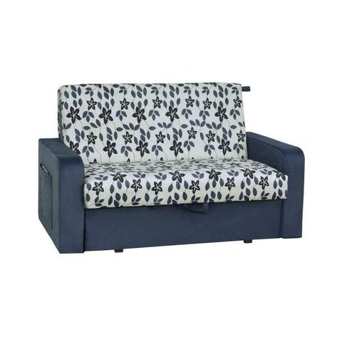 Sofá Cama com Baú Daiane - Azul Estampado Floral